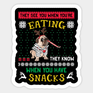 Xmas They See You When You're Eating Sticker